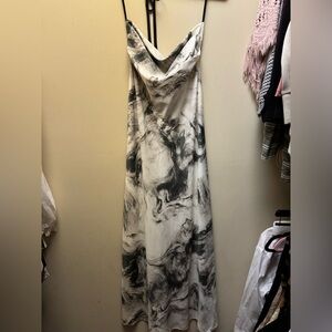 SHEIN Black and White Swirl Maxi Dress